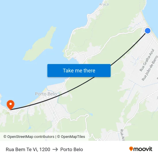 Rua Bem Te Vi, 1200 to Porto Belo map