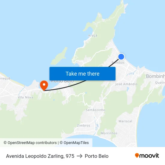 Avenida Leopoldo Zarling, 975 to Porto Belo map