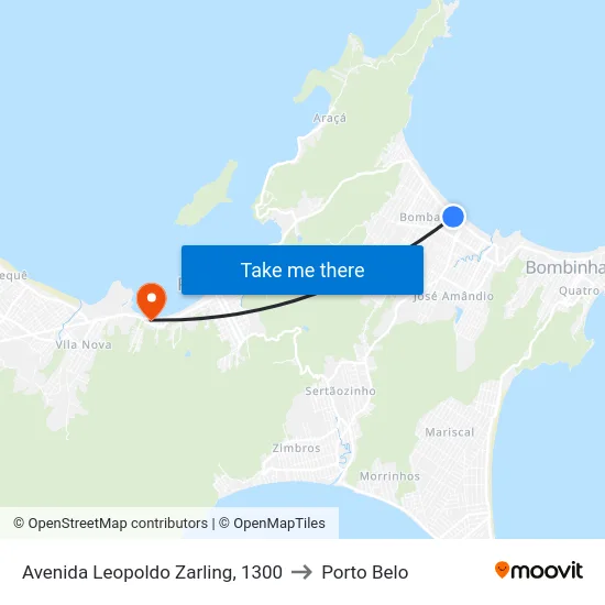 Avenida Leopoldo Zarling, 1300 to Porto Belo map