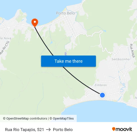 Rua Rio Tapajós, 521 to Porto Belo map