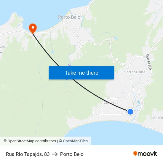 Rua Rio Tapajós, 83 to Porto Belo map