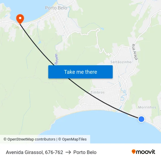 Avenida Girassol, 676-762 to Porto Belo map