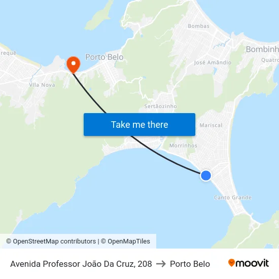 Avenida Professor João Da Cruz, 208 to Porto Belo map