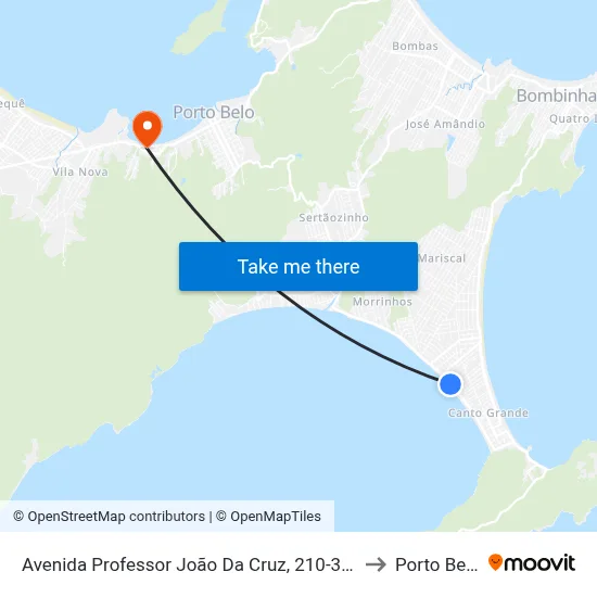 Avenida Professor João Da Cruz, 210-310 to Porto Belo map