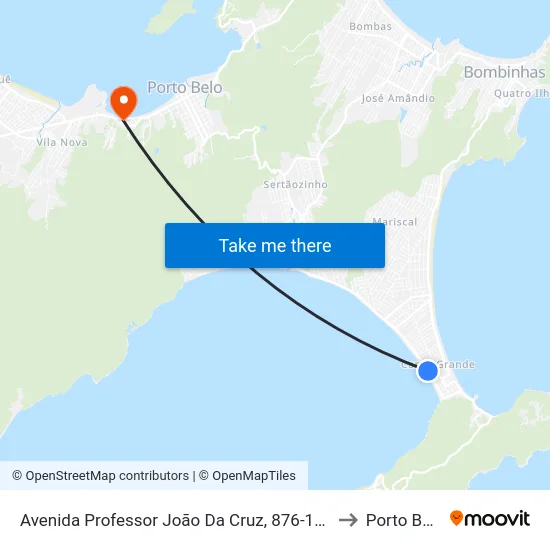 Avenida Professor João Da Cruz, 876-1300 to Porto Belo map
