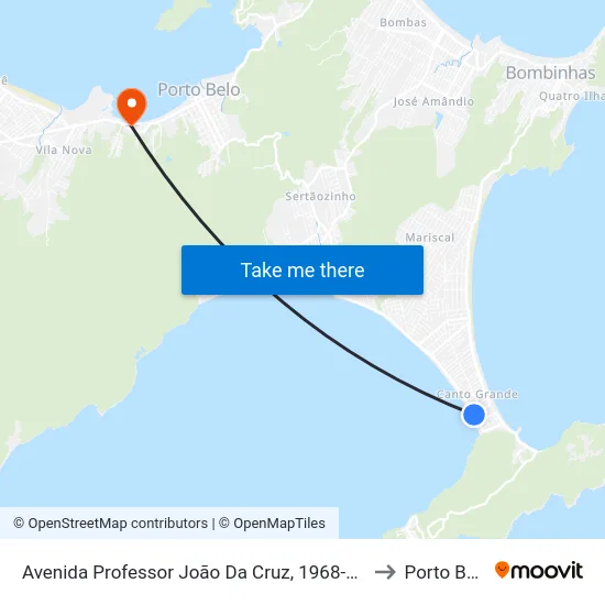 Avenida Professor João Da Cruz, 1968-2000 to Porto Belo map