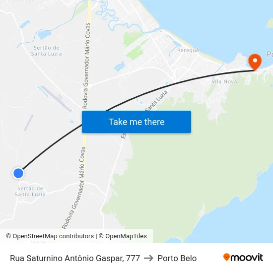 Rua Saturnino Antônio Gaspar, 777 to Porto Belo map