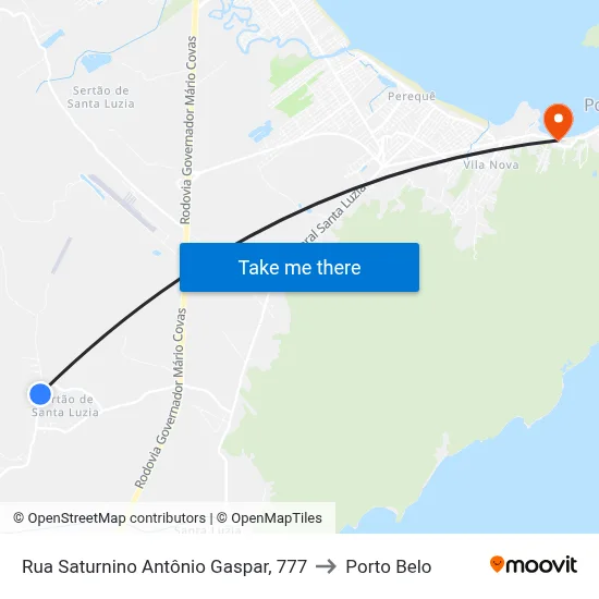 Rua Saturnino Antônio Gaspar, 777 to Porto Belo map