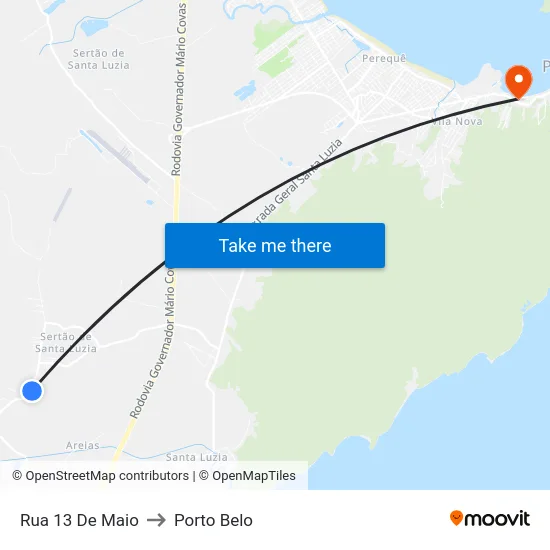 Rua 13 De Maio to Porto Belo map