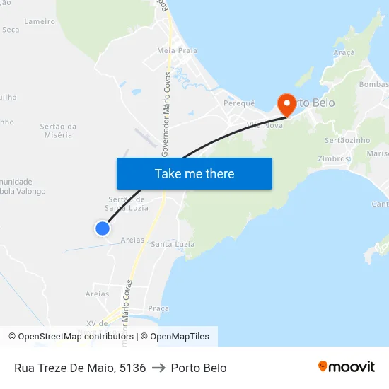 Rua Treze De Maio, 5136 to Porto Belo map