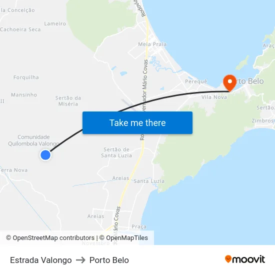 Estrada Valongo to Porto Belo map