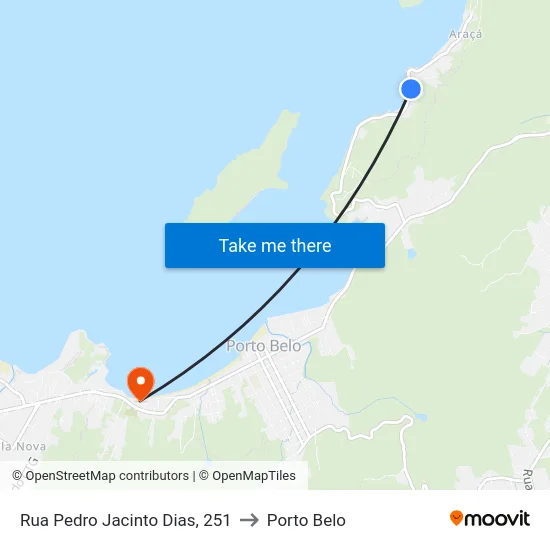 Rua Pedro Jacinto Dias, 251 to Porto Belo map