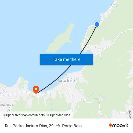 Rua Pedro Jacinto Dias, 29 to Porto Belo map