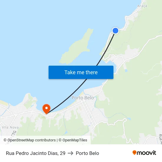 Rua Pedro Jacinto Dias, 29 to Porto Belo map