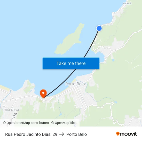 Rua Pedro Jacinto Dias, 29 to Porto Belo map