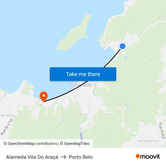 Alameda Vila Do Araçá to Porto Belo map