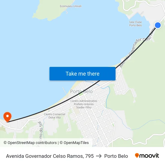 Avenida Governador Celso Ramos, 795 to Porto Belo map