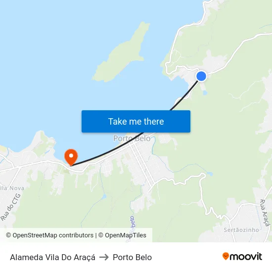 Alameda Vila Do Araçá to Porto Belo map