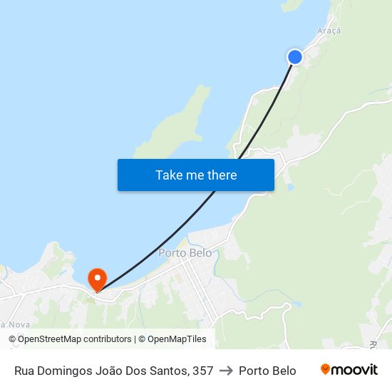 Rua Domingos João Dos Santos, 357 to Porto Belo map