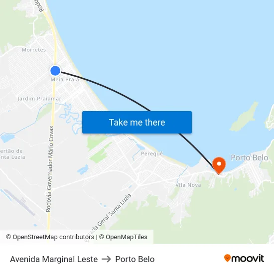 Avenida Marginal Leste to Porto Belo map