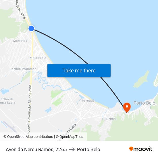 Avenida Nereu Ramos, 2265 to Porto Belo map