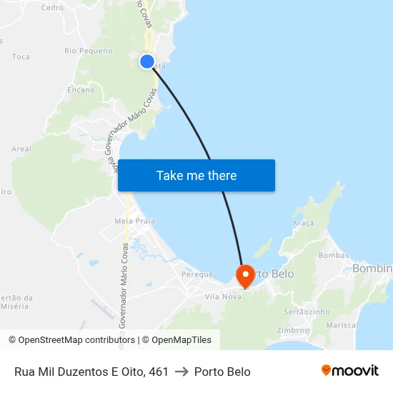 Rua Mil Duzentos E Oito, 461 to Porto Belo map