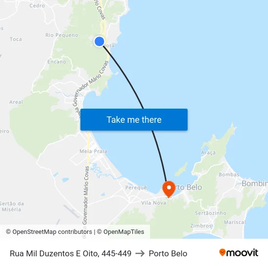 Rua Mil Duzentos E Oito, 445-449 to Porto Belo map
