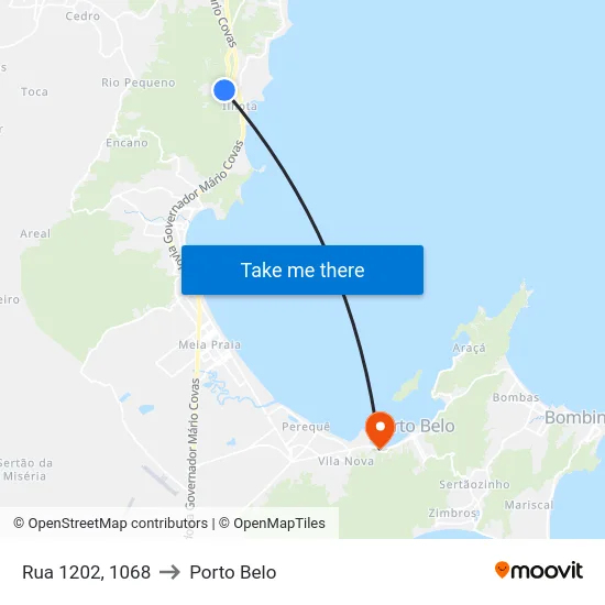 Rua 1202, 1068 to Porto Belo map