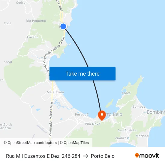 Rua Mil Duzentos E Dez, 246-284 to Porto Belo map