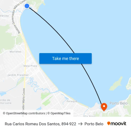 Rua Carlos Romeu Dos Santos, 894-922 to Porto Belo map