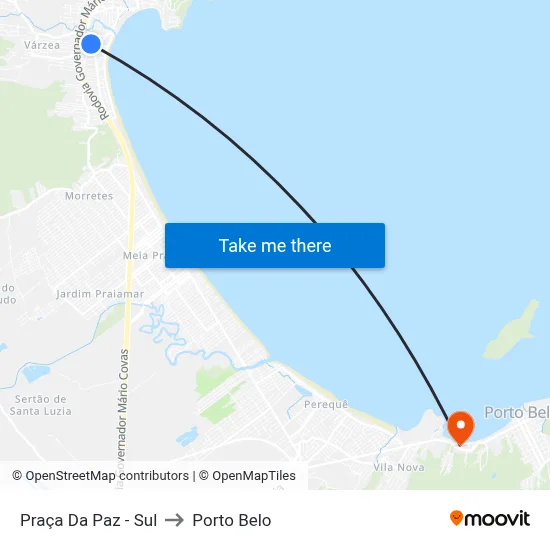 Praça Da Paz - Sul to Porto Belo map