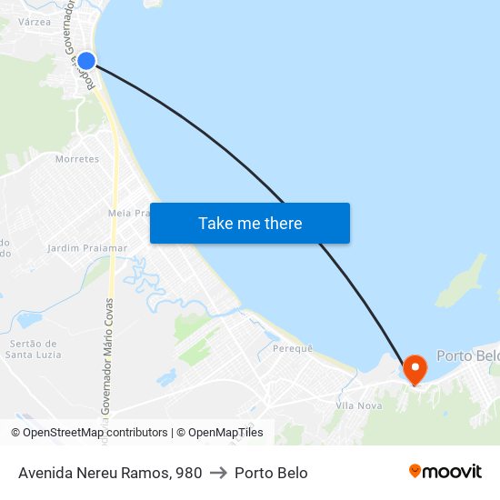 Avenida Nereu Ramos, 980 to Porto Belo map