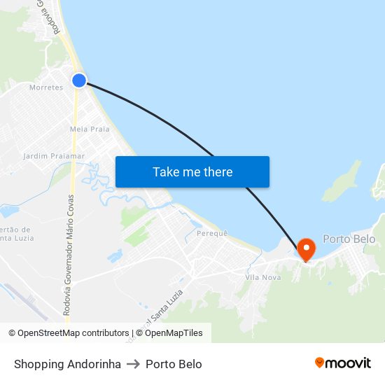 Shopping Andorinha to Porto Belo map
