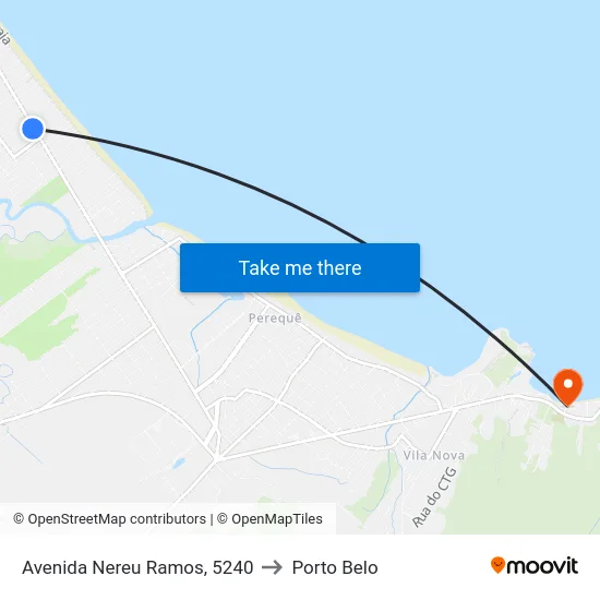 Avenida Nereu Ramos, 5240 to Porto Belo map