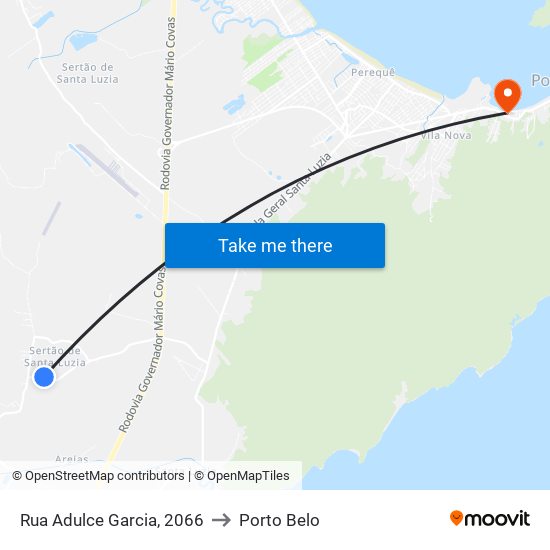 Rua Adulce Garcia, 2066 to Porto Belo map