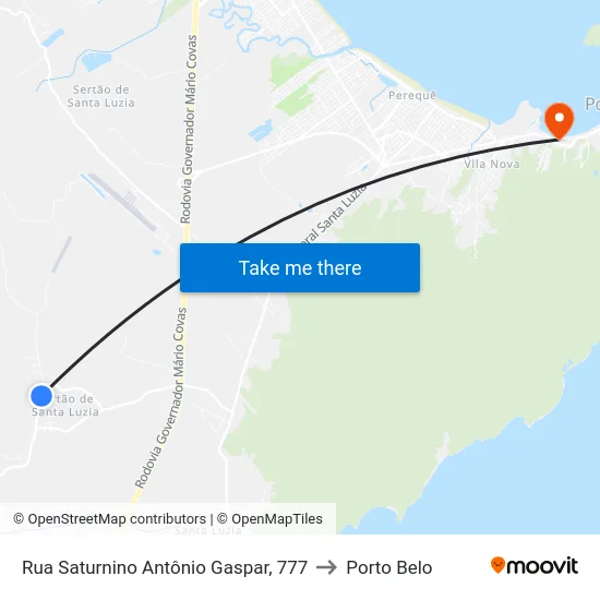 Rua Saturnino Antônio Gaspar, 777 to Porto Belo map