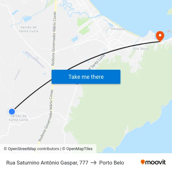 Rua Saturnino Antônio Gaspar, 777 to Porto Belo map