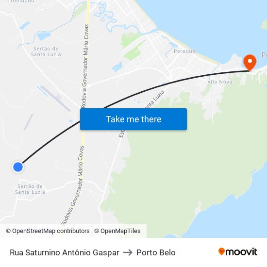 Rua Saturnino Antônio Gaspar to Porto Belo map