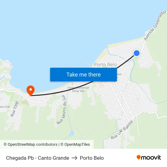 Chegada Pb - Canto Grande to Porto Belo map