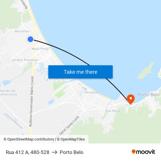 Rua 412 A, 480-528 to Porto Belo map
