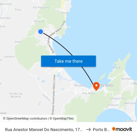 Rua Anestor Manoel Do Nascimento, 1755-1915 to Porto Belo map