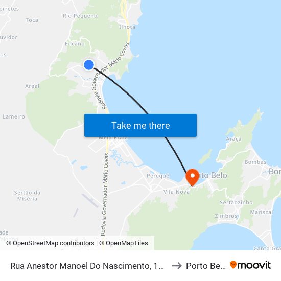Rua Anestor Manoel Do Nascimento, 1066 to Porto Belo map
