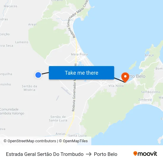 Estrada Geral Sertão Do Trombudo to Porto Belo map