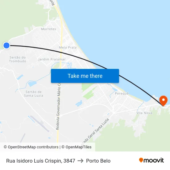 Rua Isidoro Luís Crispin, 3847 to Porto Belo map