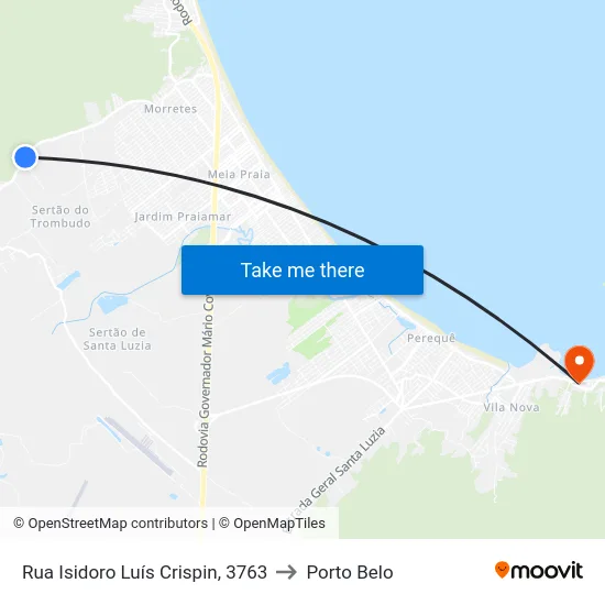 Rua Isidoro Luís Crispin, 3763 to Porto Belo map