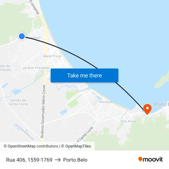 Rua 406, 1559-1769 to Porto Belo map