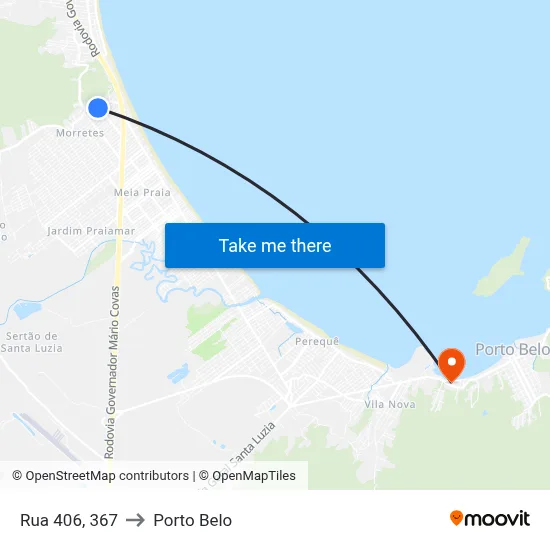 Rua 406, 367 to Porto Belo map