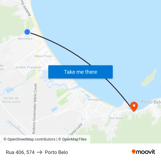 Rua 406, 574 to Porto Belo map