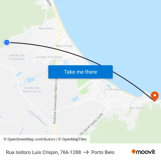 Rua Isidoro Luís Crispin, 766-1288 to Porto Belo map