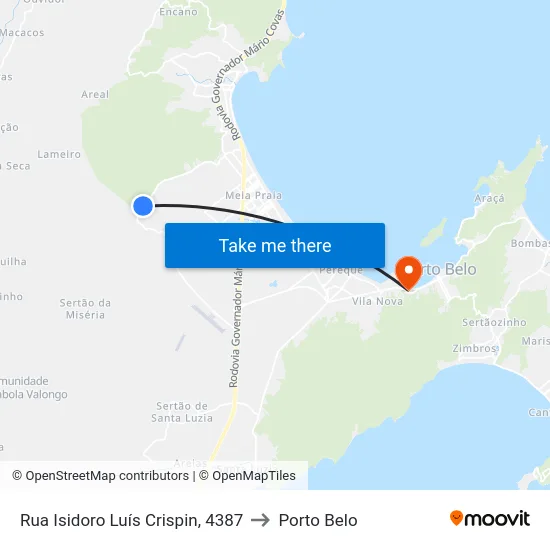 Rua Isidoro Luís Crispin, 4387 to Porto Belo map